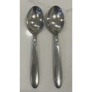 Vtg International CREATION set 2 Dessert Spoons Stainless Replacement Flatware